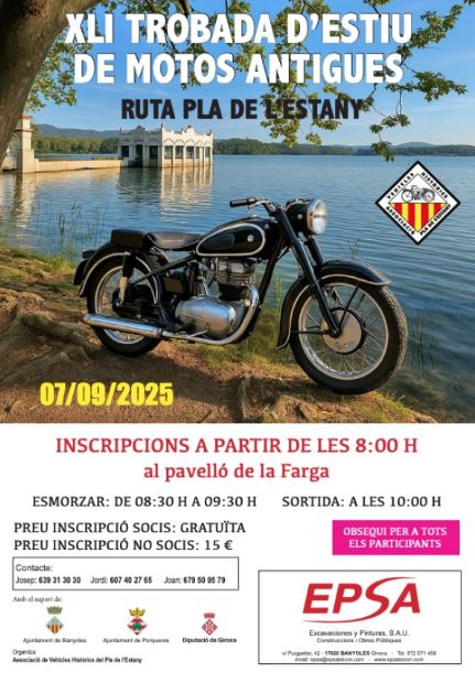 XLI Trobada d'estiu de motos antigues - Ruta Pla de l'Estany