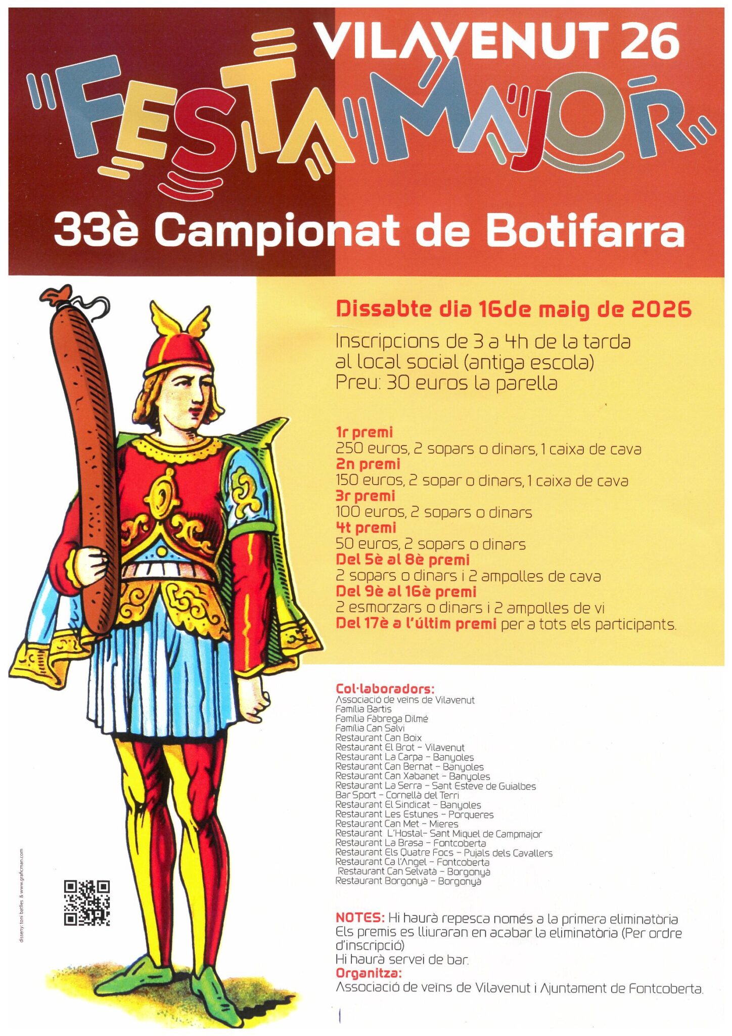 33è Campionat de botifarra – Festa Major de Vilavenut (La Santa Espina)