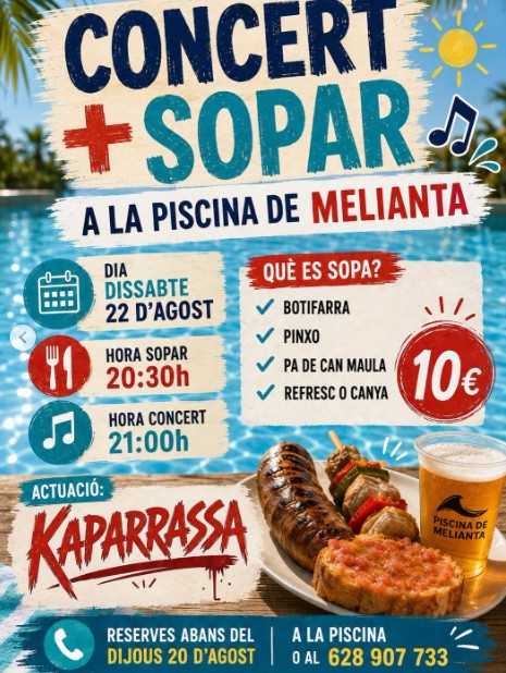 Sopar i concert a la piscina de Melianta, Fontcoberta